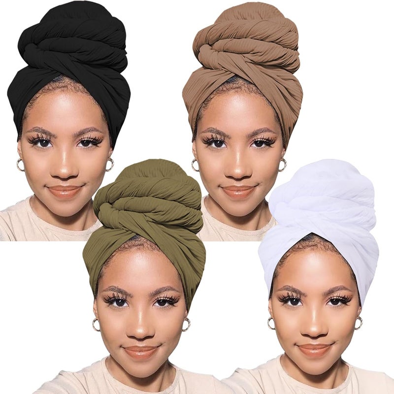 PWEOUKE Head Wraps for Black Women African Head Wrap Lightweight for Women Long Plain Turban Hair Scarf Scarves - Image 1